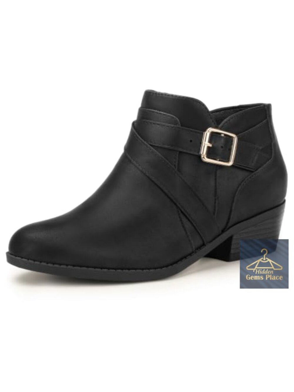 IDIFU Women's Ankle Boots Low Heel Chunky Fall Booties Side Zipper